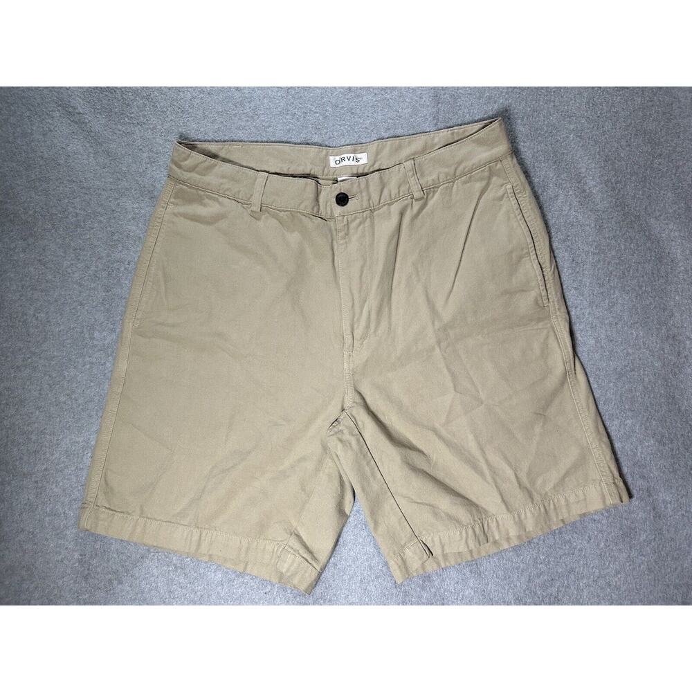 Orvis Chino Shorts Mens W34 Beige Khaki Golf Hiking Fishing Slash Pockets Tan